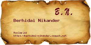Berhidai Nikander névjegykártya